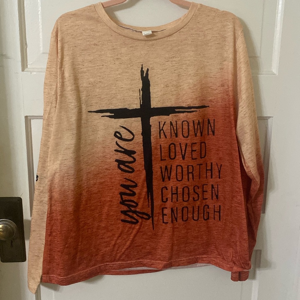Women's Orange Graphic Long Sleeve Top